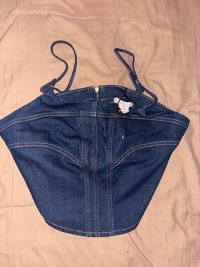 Sincerely Jules Dark Blue Denim Bustier Top
